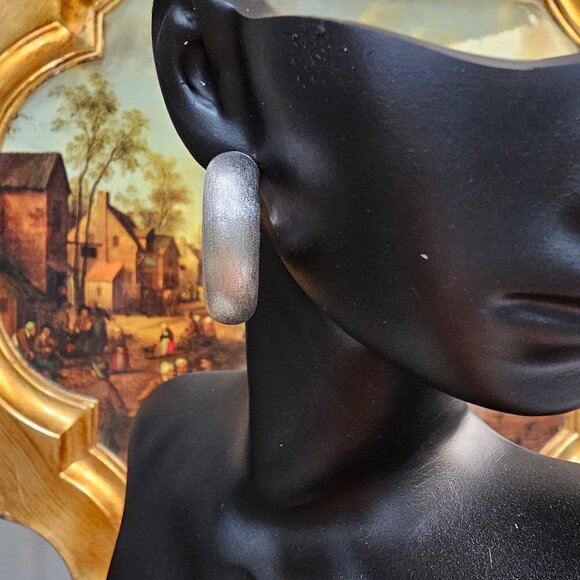 14 K White Gold, Electroform Women Earrings, Brashed, Made in Italy - Picture 4 of 14